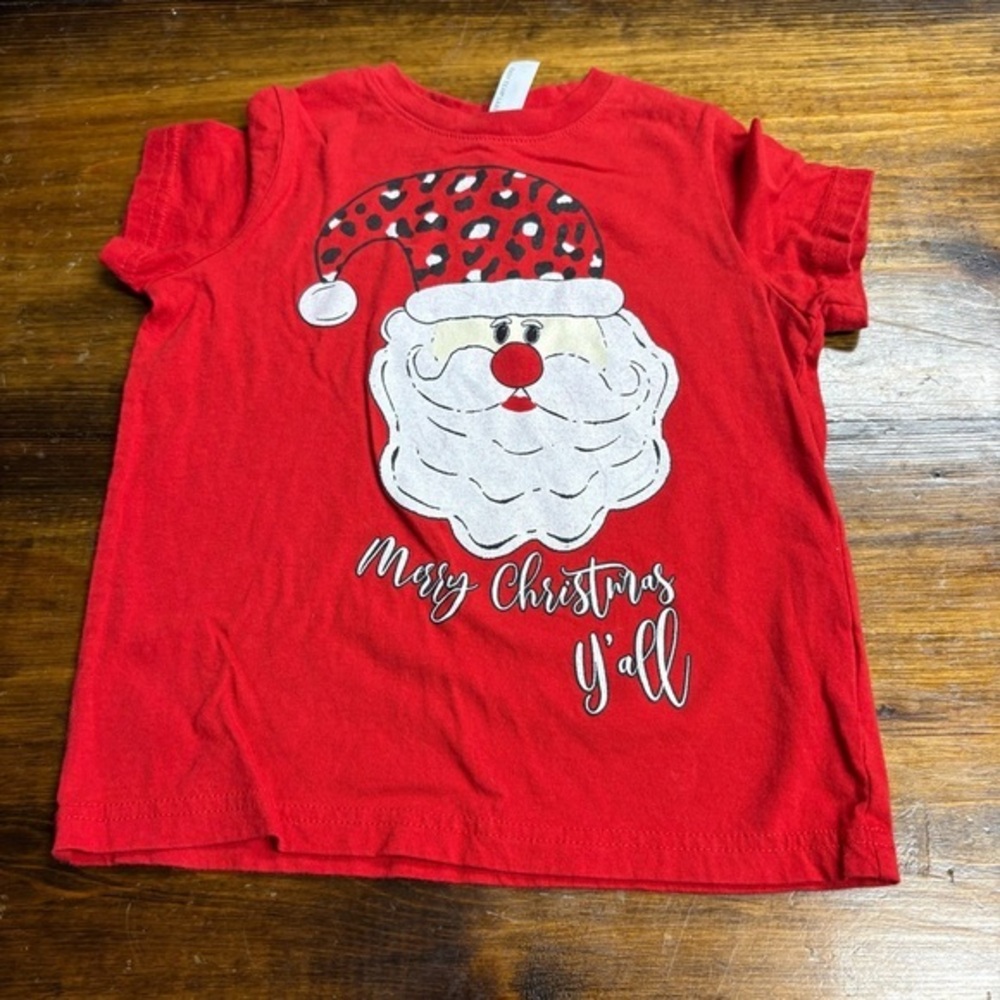 Rabbit Skins Red Merry Christmas Y’all Tee Size 4